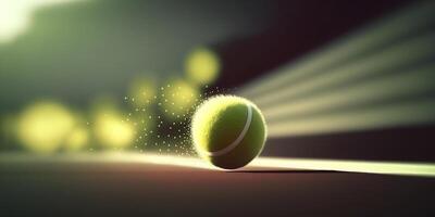 Flying dynamic tennis ball in motion AI generated illustration photo