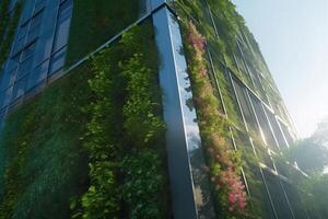 vertical verdor un futurista ciudad de imponente jardines ai generado foto