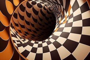 3D Chessboard Pattern with Swirling Effect photo