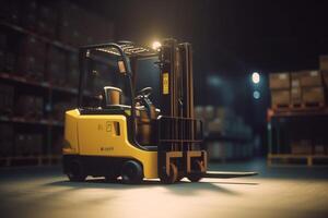 Smart Warehouses of the Future AI-Controlled Forklifts at Work AI generated photo