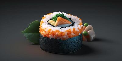 ilustración japonés Sushi Mariscos ai generado contenido foto