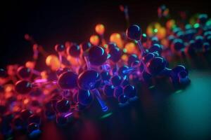 Colorful 3D illustration depicting the microscopic process of polymerization photo