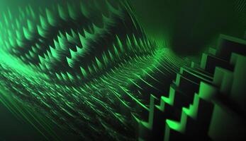 Green Frequency Waves on Dark Background, Abstract Artwork photo