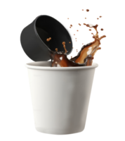 Stirring Black Tea or Coffee From Paper Cup 3D Icon. png