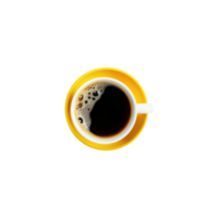 a sobrecarga Visão do Preto chá ou café copo com amarelo pires em transparente fundo. 3d renderizar. png