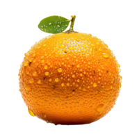 Fresh Orange with Water Drops Closeup on Transparent Background. . png