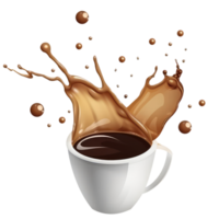 Splashing Tea or Coffee from White Cup 3D Icon. png