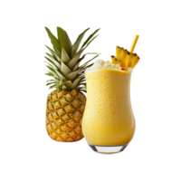 3d framställa, genomskinlighet glas av ananas smoothie med sugrör element. png