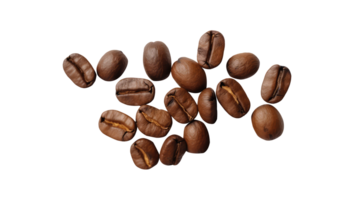 Brown Roasted Coffee Beans Piles, Closeup on Transparent Background. . png