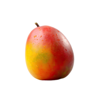 Alphonso Mango with Water Drops on Transparent Background. Digital Illustration. png