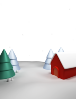 3D Render of House Structure With Glossy Xmas Tree. png