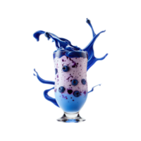 3D Render, Glass of Blueberry Shake And Splash Effect. png