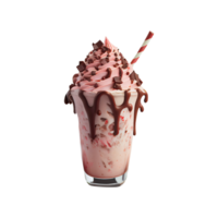 3D Render, Strawberry Shake Glass With Chocolate Crumbs Element. png