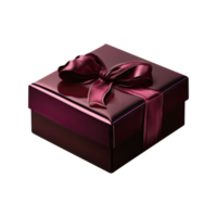 3D Render of Matte Red And Brown Gift Box With Bow Ribbon Icon. png