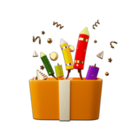 3D render of a box with full of firecrackers and golden confetti's for Indian festival of lights, Diwali or Deepawali. png