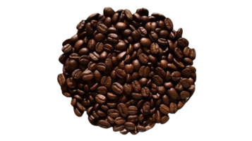 Brown Roasted Coffee Beans Piles, Closeup on Transparent Background. . png