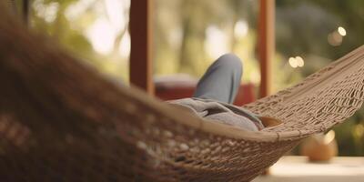 Relaxing in the Hammock Person Reading a Book photo