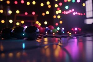 Vibrant Disco Lights Illuminate Empty Dance Floor photo