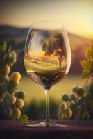 Wine Glass Reflections A Photomontage of Vineyards, Grapes, and Wine photo