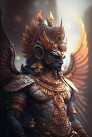 majestuoso Garuda escultura símbolo de poder y devoción en indio mitología ai generado foto