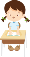 student girl learning sitting on desk in classroom png