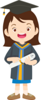 mignonne diplômé élèves dans diplômé éducation avec chapeau diplôme ,certificat dessin animé png