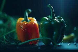 Cultivation of bell peppers under artificial UV light in a hydroponic system photo