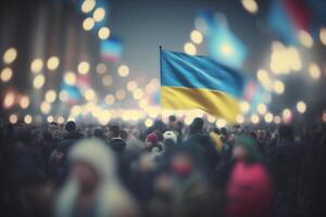 Ukrainian Flag Waves Amidst Protests A Symbol of Freedom photo