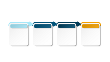 Horizontal timeline or flowchart with four square elements and space for data. png