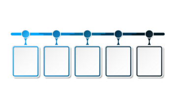 horizontal cronograma o diagrama de flujo con cinco cuadrado elementos y espacio para datos. png