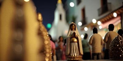 alegre escenas en el calles celebrando mexicano semana Papa Noel fiesta ai generado foto