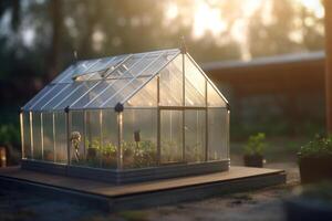 Serene Oasis A Gorgeous Greenhouse Bursting with Life and Sunlight photo