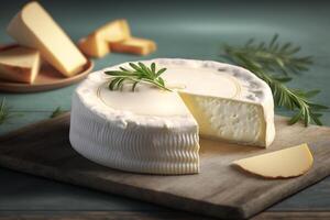 complacer en el cremoso delicias de queso Camembert queso desde Normandía ai generado foto