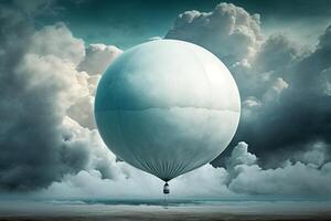 ilustración de un clima globo en nublado cielo. clima pronóstico. investigación ai generado foto