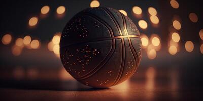 de cerca de baloncesto con bokeh antecedentes - Deportes fotografía ai generado foto