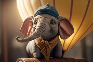 Up, Up and Away A Funny Elephant in a Hot Air Balloon Adventure photo