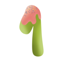 Number one with green and pink colors png