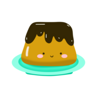 Cute pudding in plate png