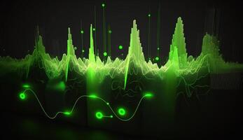 Green Frequency Waves on Dark Background, Abstract Artwork photo