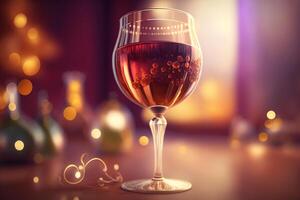 Refreshing pink Kir drink in a close-up view photo