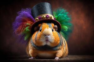 Funny guinea pig celebrates carnival in costume photo