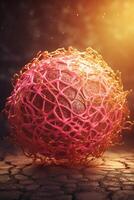 Exploring the Intricacies of Cellular Life A Mesmerizing 3D Illustration Showcasing the Microscopic World of Cancer Cells photo