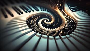 Musical Vortex An Abstract Composition of Piano Keys Representing Sound Waves photo