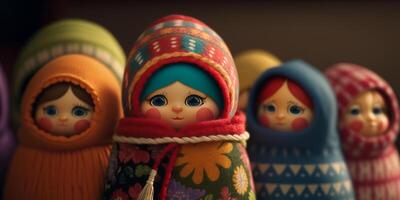 Vibrant Matryoshkas, Traditional Russian Nesting Dolls photo