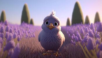 Sweet Little Chick in a Lavender Field photo