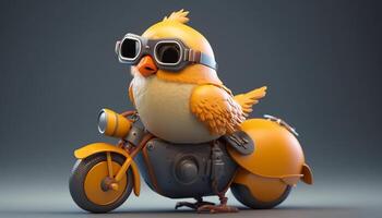 Revving up Fun Cool Chicken in a souped-up Toy Motorcycle photo