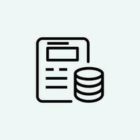 Financial calculation Money line icon, budget, calculate, accounting, tax, pictogram, web, outline, finance, data, loan, income, pay, financial, investment, symbol, savings, payment vector