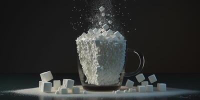 insalubre azúcar cubitos - un dulce y peligroso deleite ai generado foto