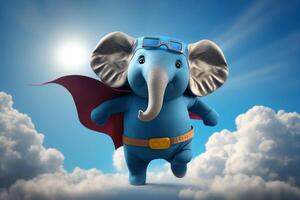 The Mighty Little Elephant Soaring through the Sky in Superhero Gear photo