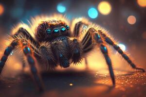 Giant Hyperrealistic Illustration of a Tarantula Insect in Close-Up View photo